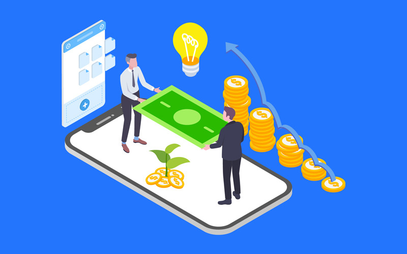 Download Иллюстрация "Capital Mobilization 1 - Illustration" / Capital Mobilization 1 - Illustration - Иллюстрация на тему графика isometric illustration blockchain platform finance report chart analysis growth device laptop bussiness strategy people design.