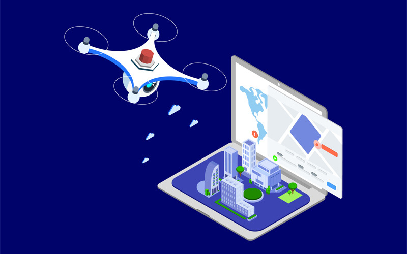 Download Иллюстрация "Drones Police Isometric 2 - T2 - Illustration" / Drones Police Isometric 2 - T2 - Illustration - Иллюстрация на тему графика isometric illustration blockchain platform finance report chart analysis growth device laptop bussiness strategy people design.