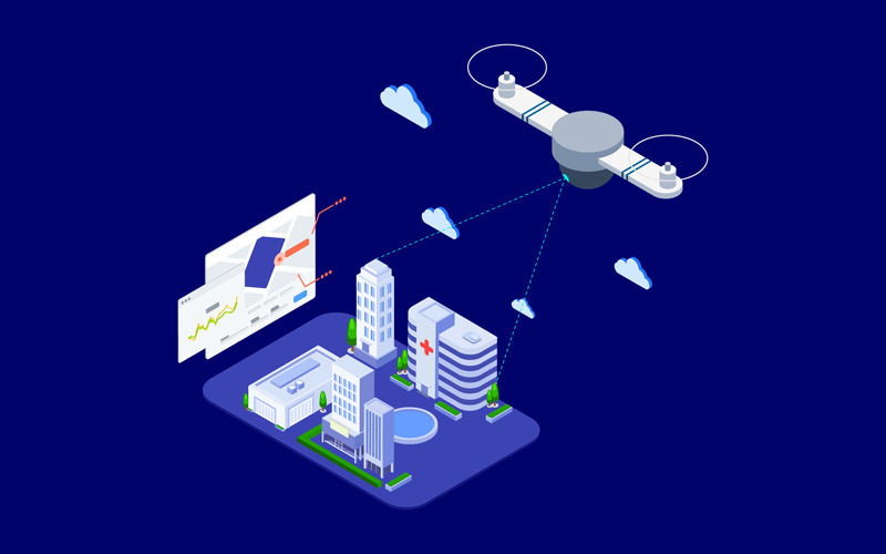 Download Иллюстрация "Drones Survey And Mapping Isometric 4 - T2 - Illustration" / Drones Survey And Mapping Isometric 4 - T2 - Illustration - Иллюстрация на тему графика isometric illustration blockchain platform finance report chart analysis growth device laptop bussiness strategy people design.