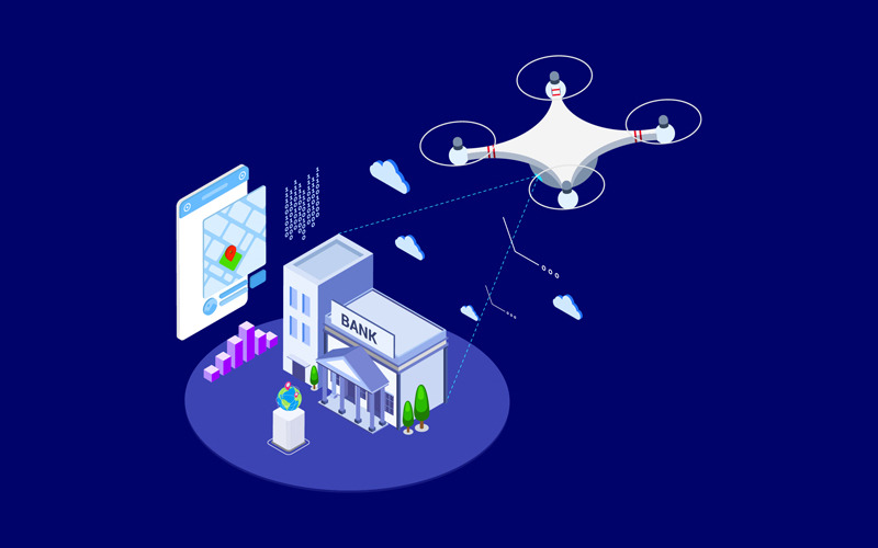 Download Иллюстрация "Drones Survey And Mapping Isometric 5 - T2 - Illustration" / Drones Survey And Mapping Isometric 5 - T2 - Illustration - Иллюстрация на тему графика isometric illustration blockchain platform finance report chart analysis growth device laptop bussiness strategy people design.