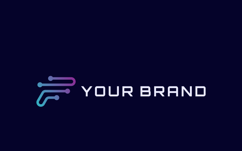 F Harfi Teknoloji Tasarım Logo Şablonu