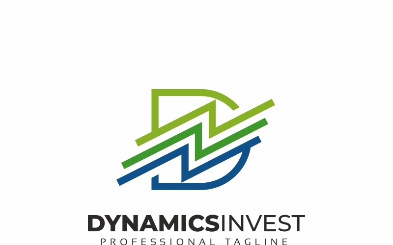 Modèle de logo de lettre Dynamics Invest D