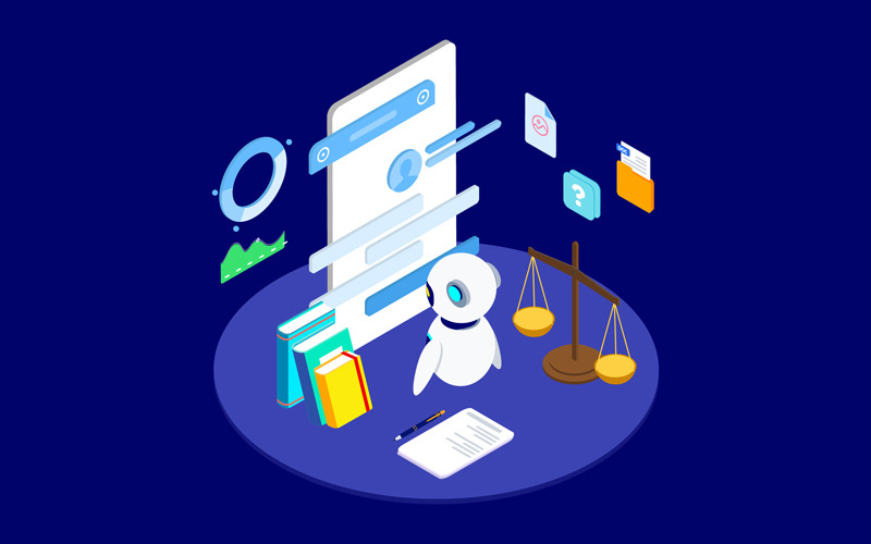 Predicciones Resultados de litigios con IA Isométrica 4 - T2 - Ilustración