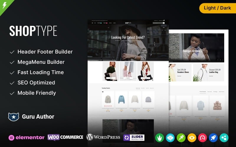 ShopType - Moda i ubrania Wielofunkcyjny Elementor WooCommerce Theme