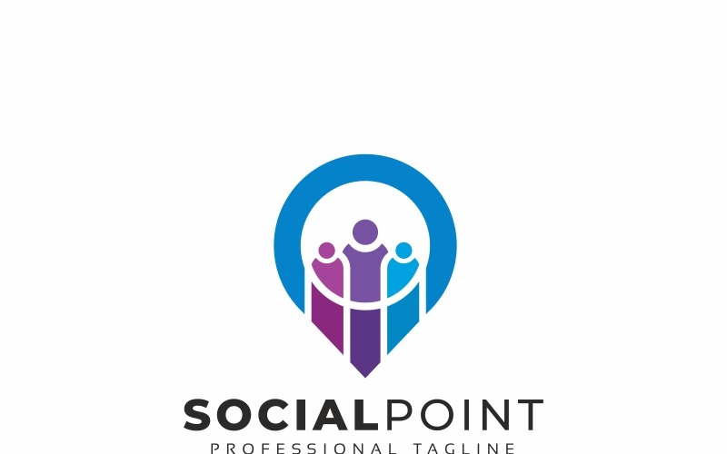 Download Шаблон логотипа "Social Point Logo Template" / Social Point Logo Template - Шаблон логотипа на тему графика app application chat cloud computing club colorful community creative group human location love map network online partner people point professional