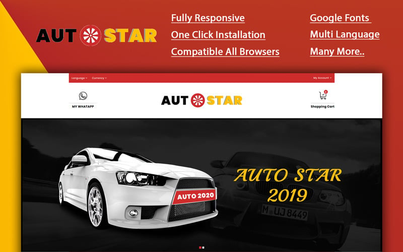 Autostar -Carparts Store OpenCart-sjabloon
