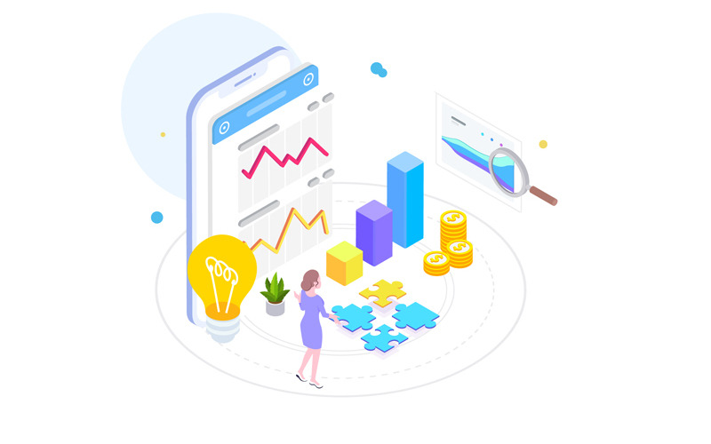 Download Иллюстрация "Financial planning 3 - Illustration" / Financial planning 3 - Illustration - Иллюстрация на тему графика isometric illustration blockchain platform finance report chart analysis growth device laptop bussiness strategy people design.