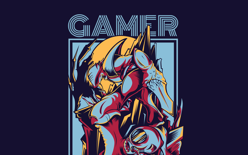 Download T-shirt Design "Gamer - T-shirt Design" / Gamer - T-shirt Design - T-shirt Design на тему графика illustration t-shirt design artwork apparel merch cartoon events fashion arts gamer player multiplayer streamer adventure monster match battle
