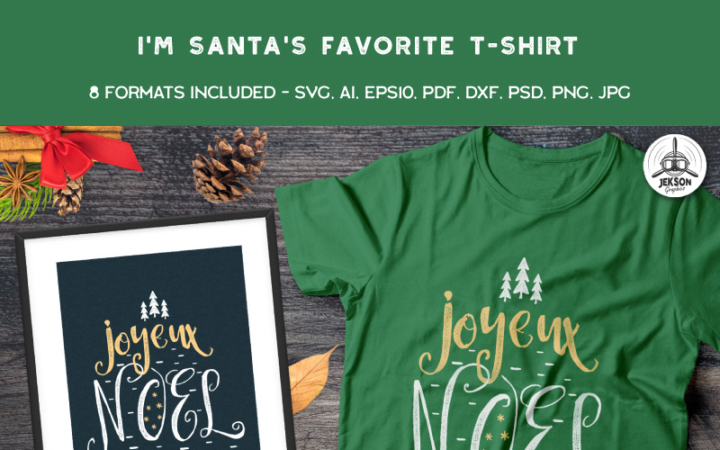 Download T-shirt Design "Joyeux Noel - T-shirt Design" / Joyeux Noel - T-shirt Design - T-shirt Design на тему графика christmas tshirt party holiday xmas vector logo print sweater new year ugly branding decoration template set svg bundle christmas badges