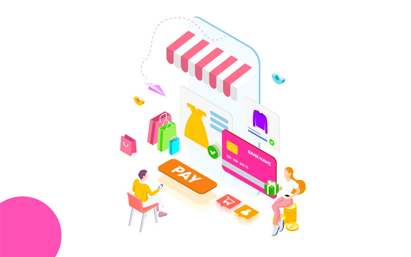 Download Иллюстрация "Online payment 1 - Illustration" / Online payment 1 - Illustration - Иллюстрация на тему графика isometric illustration blockchain platform finance report chart analysis growth device laptop bussiness strategy people design.