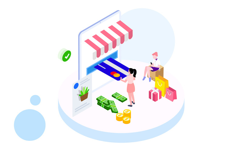 Download Иллюстрация "Online payment 4 - Illustration" / Online payment 4 - Illustration - Иллюстрация на тему графика isometric illustration blockchain platform finance report chart analysis growth device laptop bussiness strategy people design.