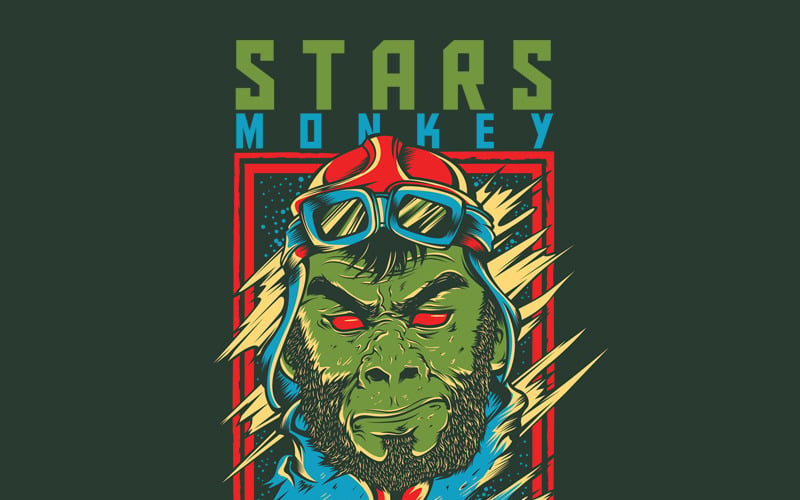 Stars Monkey Design - Дизайн футболки