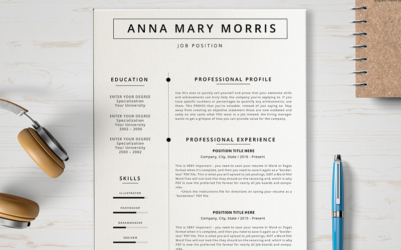 Download Резюме "Anna Resume Template" / Anna Resume Template - Резюме на тему графика layout,a4,resume,clean,cv,cover,creative,curriculum,vitae,employment,job,modern,professional,simple,us,student,portfolio,career,templates,reference