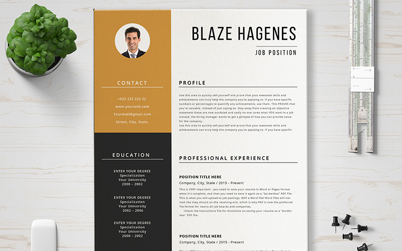 Download Резюме "Blaze Hagenes Resume Template" / Blaze Hagenes Resume Template - Резюме на тему графика layout,a4,resume,clean,cv,cover,creative,curriculum,design,template,employment,job,modern,professional,simple,student,portfolio,career,templates,reference