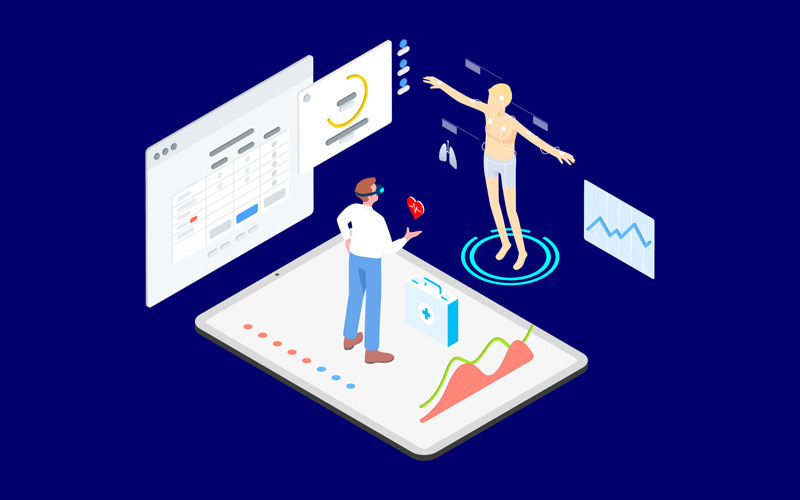 Download Иллюстрация "Diagnose Patients_s Health 1 - Illustration" / Diagnose Patients_s Health 1 - Illustration - Иллюстрация на тему графика isometric illustration blockchain platform finance report chart analysis growth device laptop bussiness strategy people design.
