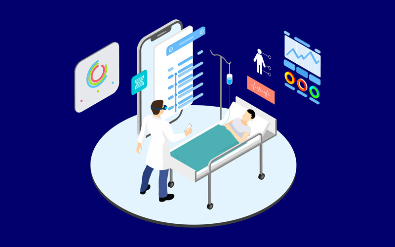 Download Иллюстрация "Diagnose Patients_s Health 2 - Illustration" / Diagnose Patients_s Health 2 - Illustration - Иллюстрация на тему графика isometric illustration blockchain platform finance report chart analysis growth device laptop bussiness strategy people design.