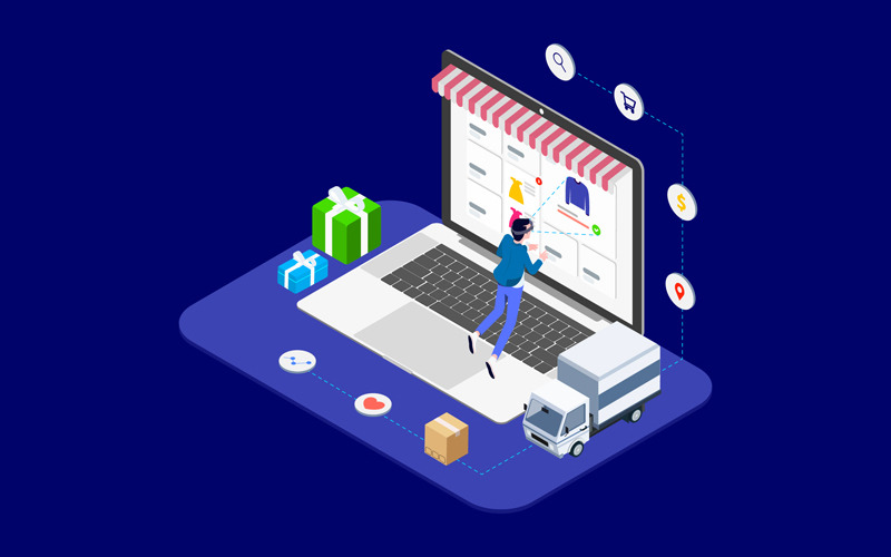 Download Иллюстрация "Find Information of Products with VR Isometric 4 - T2 - Illustration" / Find Information of Products with VR Isometric 4 - T2 - Illustration - Иллюстрация на тему графика isometric illustration blockchain platform finance report chart analysis growth device laptop bussiness strategy people design.