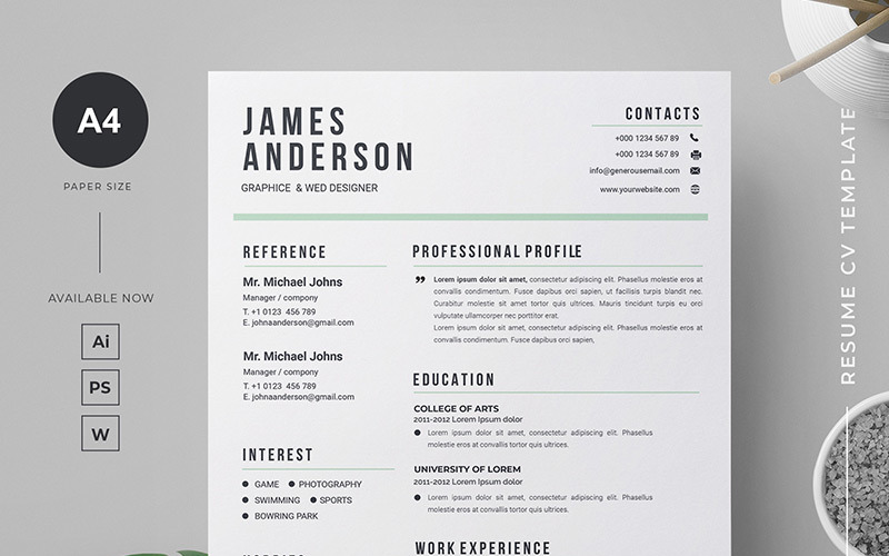 Download Резюме "James Anderson Resume Template" / James Anderson Resume Template - Резюме на тему графика 