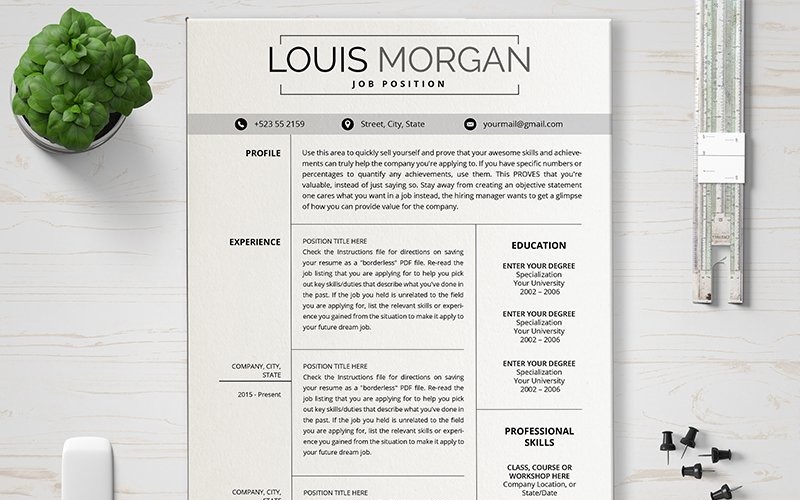 Download Резюме "Louis Resume Template" / Louis Resume Template - Резюме на тему графика layout,a4,resume,cv,cover,creative,curriculum,vitae,design,template,employment,job,modern,professional,simple,student,portfolio,career,templates,reference
