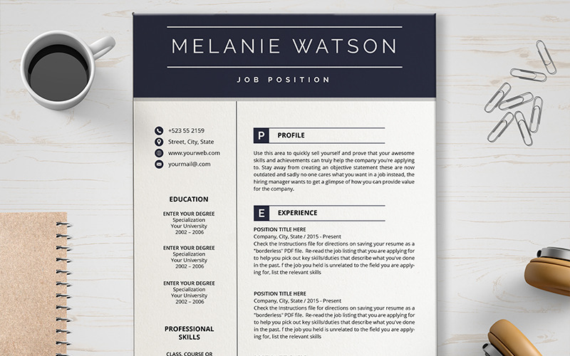 Modelo de currículo de Melanine Watson