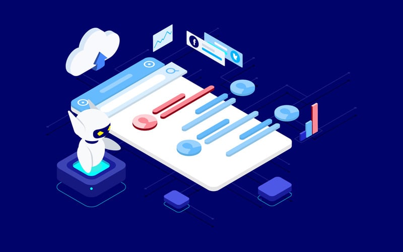 Platforma ChatBot współpracuje z AI Isometric - T2 - Illustration