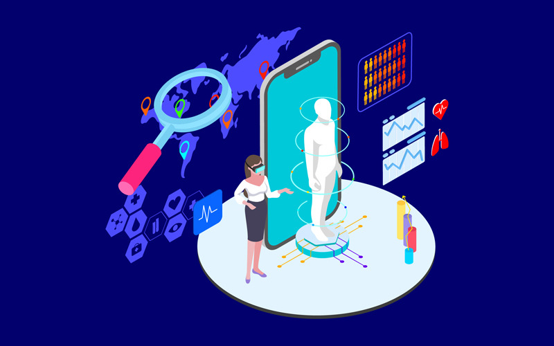 Download Иллюстрация "Presentation 2 - Illustration" / Presentation 2 - Illustration - Иллюстрация на тему графика isometric illustration blockchain platform finance report chart analysis growth device laptop bussiness strategy people design.