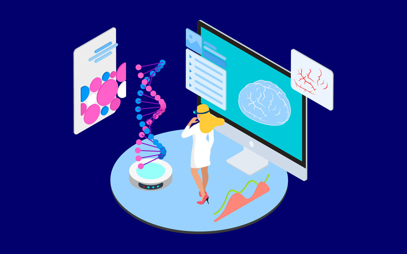 Download Иллюстрация "Presentation 3 - Illustration" / Presentation 3 - Illustration - Иллюстрация на тему графика isometric illustration blockchain platform finance report chart analysis growth device laptop bussiness strategy people design.