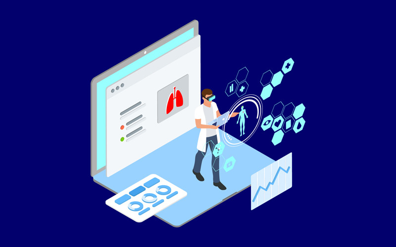 Download Иллюстрация "Presentation 4 - Illustration" / Presentation 4 - Illustration - Иллюстрация на тему графика isometric illustration blockchain platform finance report chart analysis growth device laptop bussiness strategy people design.