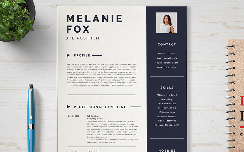 Шаблон резюме Melanine Fox