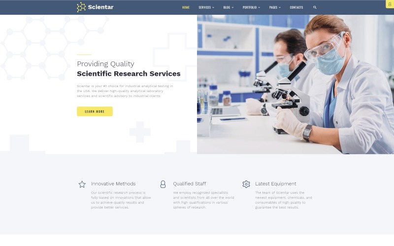 многостраничный шаблон joomla science lab