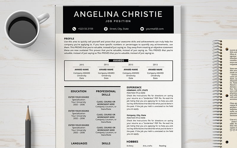 Szablon CV Angeliny Christie