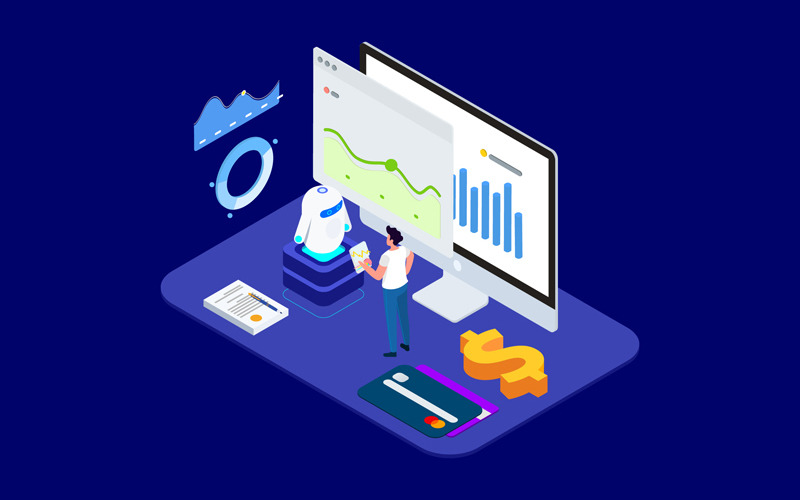 Download Иллюстрация "Communication with Cilent by AI Isometric 3 - T2 - Illustration" / Communication with Cilent by AI Isometric 3 - T2 - Illustration - Иллюстрация на тему графика isometric illustration blockchain platform finance report chart analysis growth device laptop bussiness strategy people design.