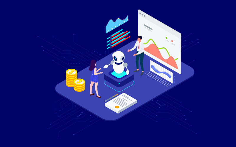 Download Иллюстрация "Communication with Cilent by AI Isometric 4 - T2 - Illustration" / Communication with Cilent by AI Isometric 4 - T2 - Illustration - Иллюстрация на тему графика isometric illustration blockchain platform finance report chart analysis growth device laptop bussiness strategy people design.
