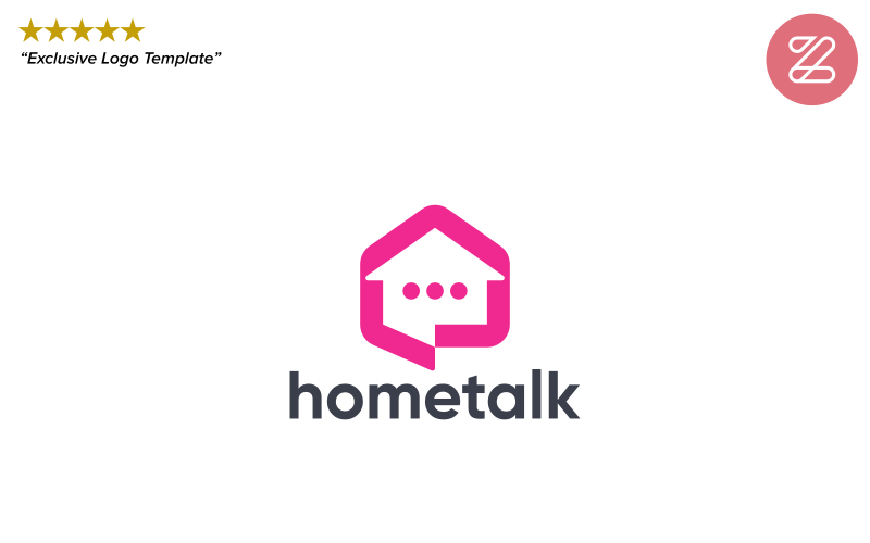Download Шаблон логотипа "HomeTalk Logo Template" / HomeTalk Logo Template - Шаблон логотипа на тему графика home talk chat real estate smart home bubble broker app icon brand logo editable exclusive premium simple flat modern conversation