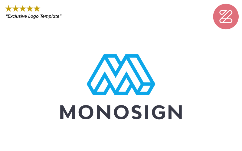 LITERA WSTĘPNA M - MONOSIGN Logo Szablon