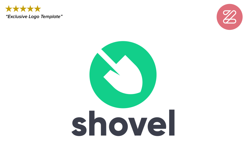 Download Шаблон логотипа "Shovel Logo Template" / Shovel Logo Template - Шаблон логотипа на тему графика shovel farm garden botanical plant organic icon brand simple flat app editable logo green tools modern easy to use planting