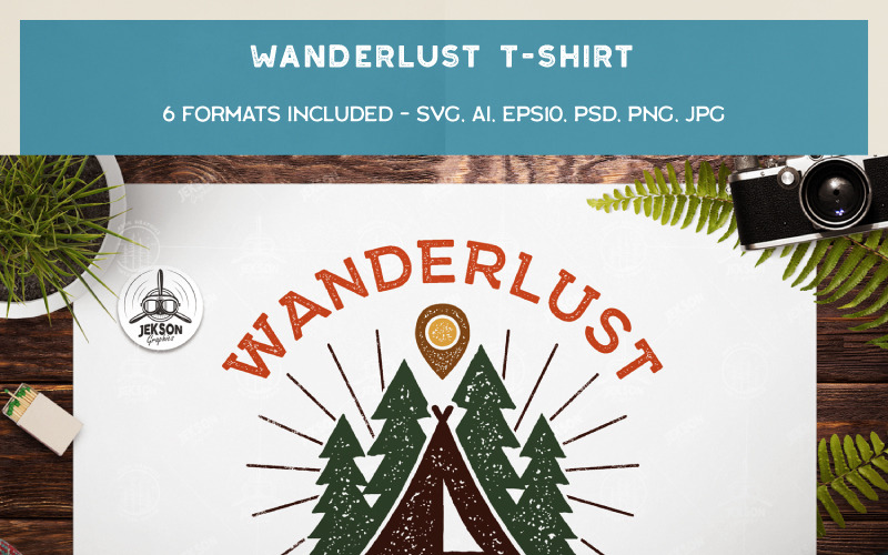 Download T-shirt Design "Wanderlust - Keep Calm and Calm On - T-shirt Design" / Wanderlust - Keep Calm and Calm On - T-shirt Design - T-shirt Design на тему графика camping logo summer badge patch design outdoors svg wanderlust camp travel icon mountains adventure insignia hiking t-shirt print branding label