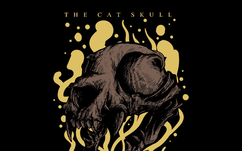 Череп кошки - Дизайн футболки