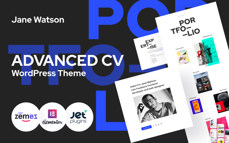 Jane Watson - Avancerat och tillförlitligt CV WordPress-tema