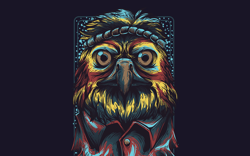 Download T-shirt Design "Angel Eagle - T-shirt Design" / Angel Eagle - T-shirt Design - T-shirt Design на тему графика illustration t-shirt design artwork apparel merch cartoon events fashion graphics poster mascot festival eagle classic colorful neon show music dj