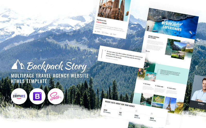Backpack Story - Modello di sito web per agenzia di viaggi online
