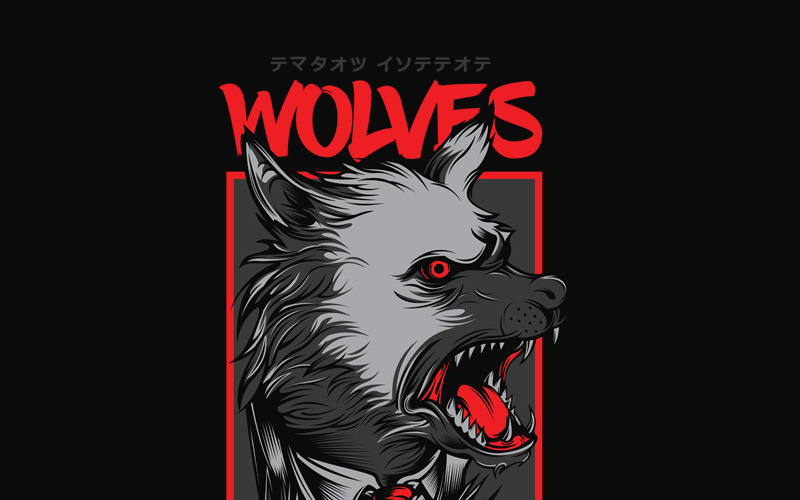Download T-shirt Design "Mafia Wolves - T-shirt Design" / Mafia Wolves - T-shirt Design - T-shirt Design на тему графика illustration t-shirt design artwork apparel merch fashion style creative artistic custom dope streetwear animal beast wolf scream corporate mafia casual