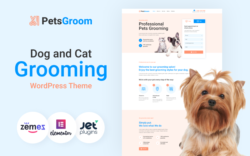 PetsGroom - тема WordPress для догляду за тваринами та грумінгу домашніх улюбленців