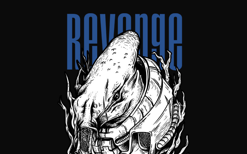 Download T-shirt Design "Revenge Alien - T-shirt Design" / Revenge Alien - T-shirt Design - T-shirt Design на тему графика illustration t-shirt design artwork apparel merch fashion style creative artistic custom dope streetwear alien grunge punk music tour metal dark