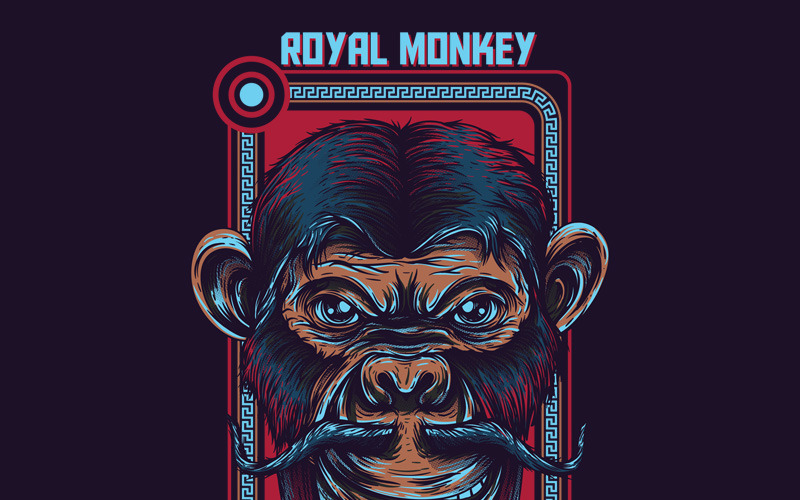 Download T-shirt Design "Royal Monkey - T-shirt Design" / Royal Monkey - T-shirt Design - T-shirt Design на тему графика illustration t-shirt design artwork apparel merch cartoon events fashion graphics poster mascot festival monkey majestic chinese oriental unique traditional neon