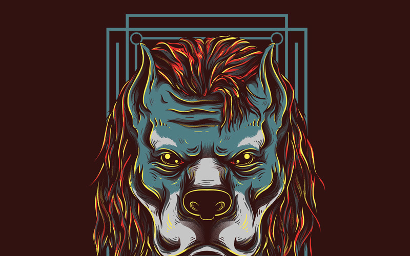 Download T-shirt Design "Wild Dog - T-shirt Design" / Wild Dog - T-shirt Design - T-shirt Design на тему графика illustration t-shirt design artwork apparel merch cartoon events fashion graphics poster mascot festival dark dope dog handsome yellow animal beast