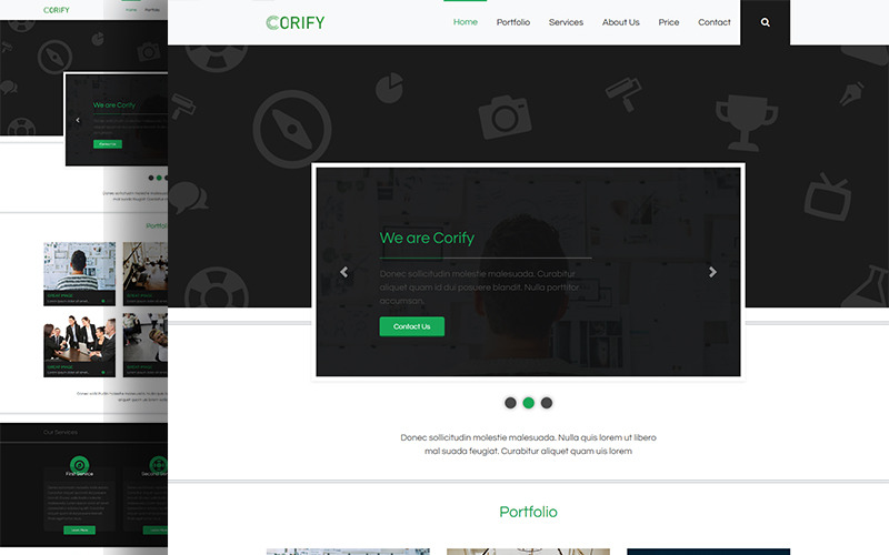 Corify - Multifunctionele moderne Bootstrap-bestemmingspagina-sjabloon