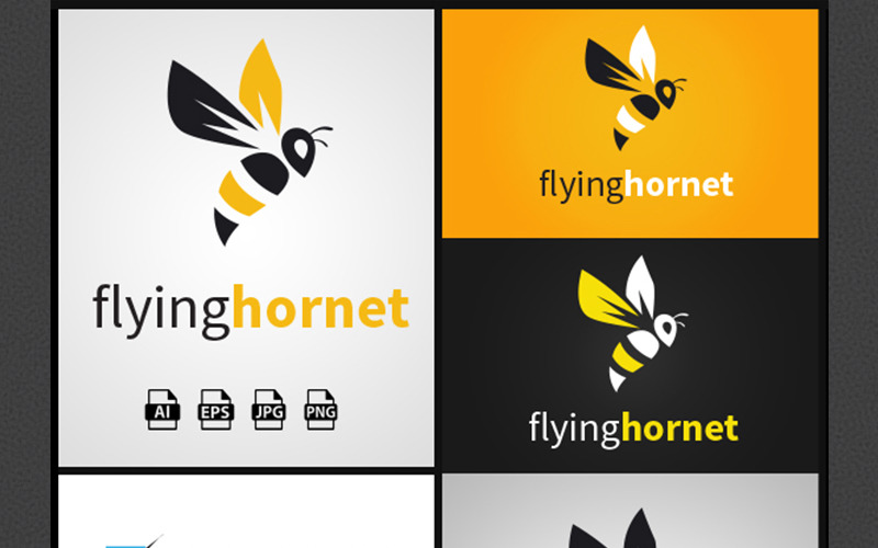 Download Шаблон логотипа "Flying Hornet Logo Template" / Flying Hornet Logo Template - Шаблон логотипа на тему графика bee logo design hornet brand branding identity online app logos idea crative animal illustration template fly flying happy symbol icon