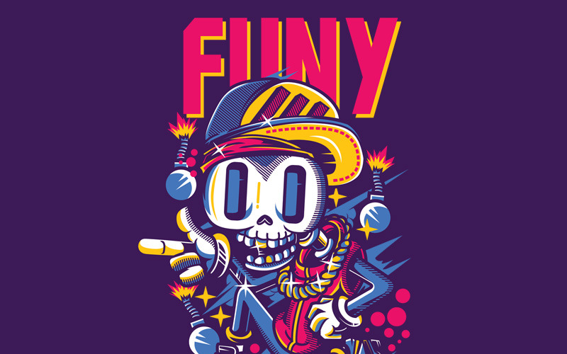 Download T-shirt Design "Funy - T-shirt Design" / Funy - T-shirt Design - T-shirt Design на тему графика illustration t-shirt design artwork apparel merch cartoon events fashion graphics poster mascot festival funny character skull streetwear skate young funky