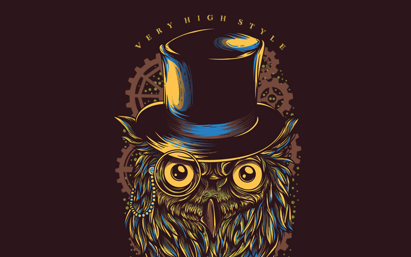 Gufo Steampunk - T-shirt Design